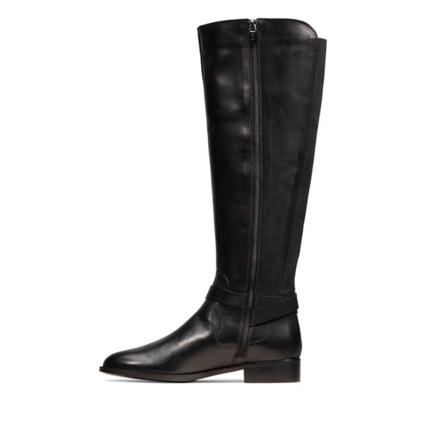 Clarks Womens Netley Whirl Knee High Boots Black | UK-3529468